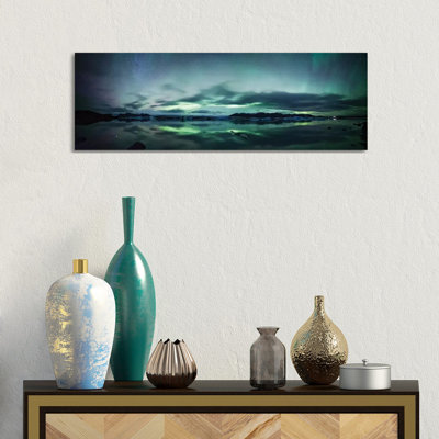 Aurora Borealis Panorama, Iceland by Matteo Colombo - Wrapped Canvas Panoramic Print