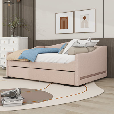 Upholstered Daybed with Twin Trundle and Light