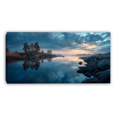 Twilight Lake Reflection Wrapped Canvas Wall Art