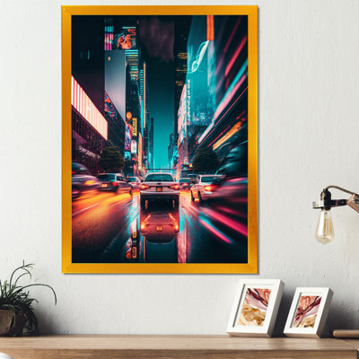 «Futuristic New York City Neon III», art mural sur toile Cityscapes