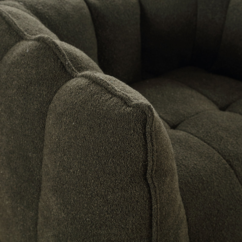 Canapé-lit carré confortable avec repose-pieds, Chenille vert olive, H 26 po x l 42,5 po x P 33,5 po