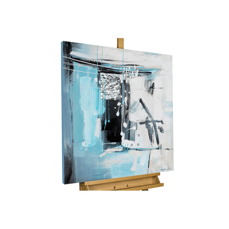 Hand -painted Hieroglyphic Turquoise Acrylic Painting