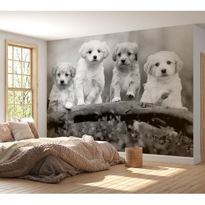Peel & Stick Animal Wall Mural - Four Puppies