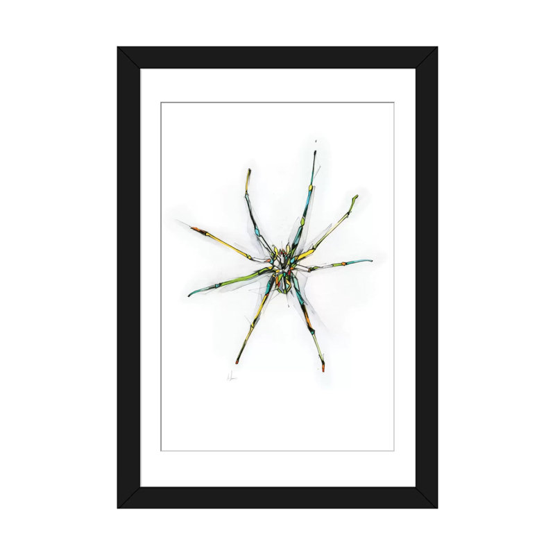 « spider », impression sur toile tendue, H 24 po x l 16 po x P 1 po, Papier d'art encadré noir, Blanc