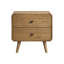 Table de chevet 2 tiroirs avec deux ports USB, bois de frêne clair