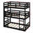 Twin Over Twin Over Twin Rubber Wood Triple Bunk Bed – Two Built-In Ladders, Guardrails & Detachable Design-1434985109
