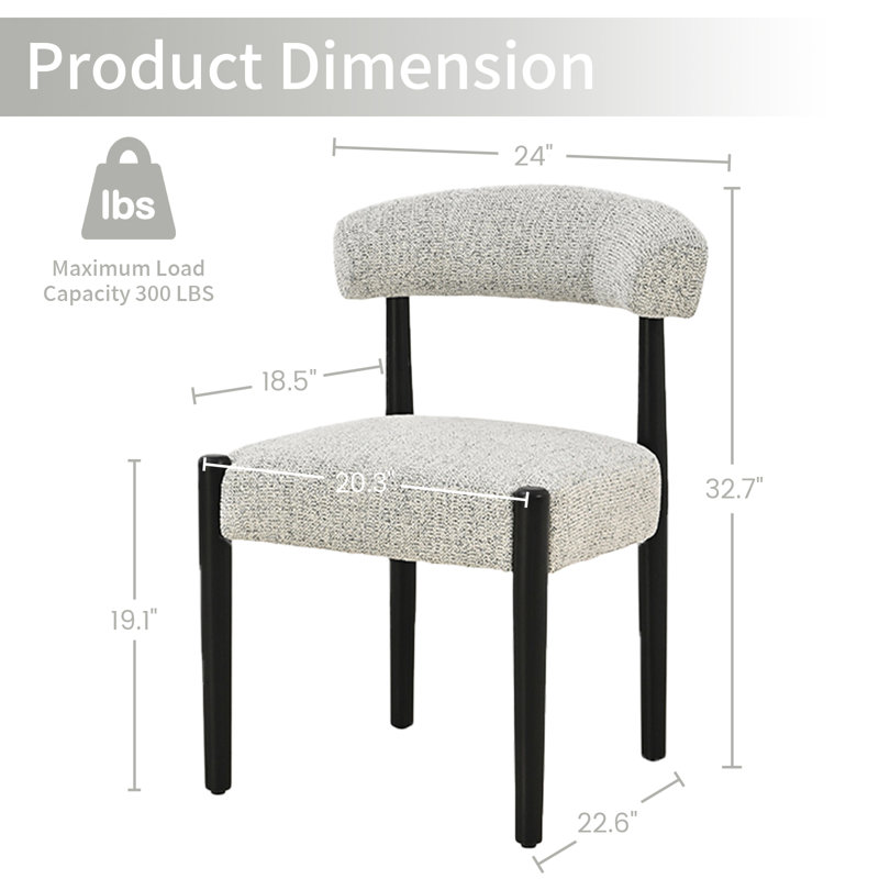 Upholstered Side Dining Chair with Solid Wood Legs (Set Of 2), Beige/Black