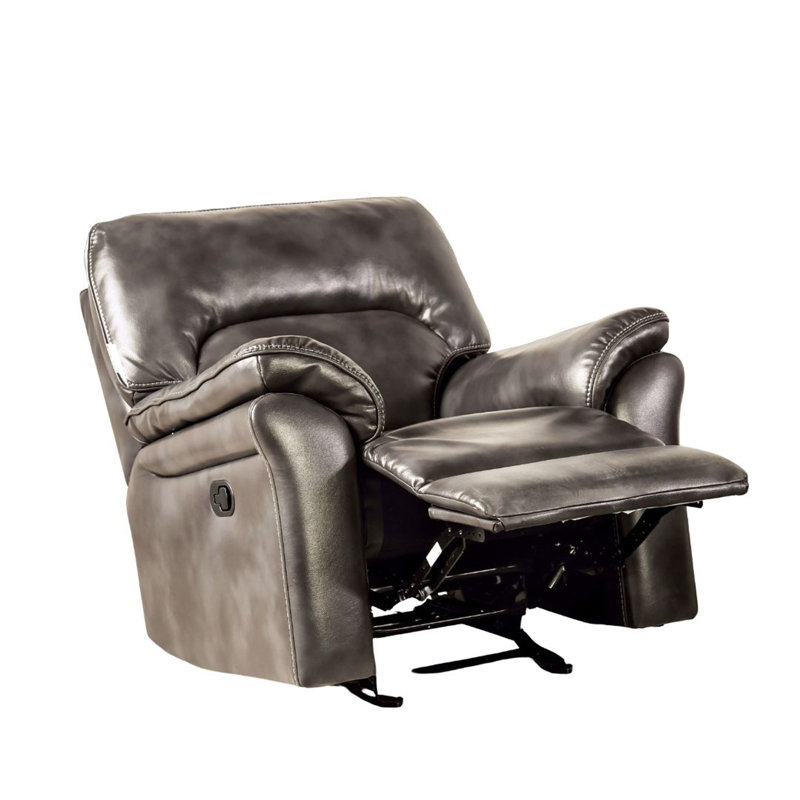Fauteuil oscillant inclinable au fini gris foncé avec accoudoirs oscillants de style transitionnel