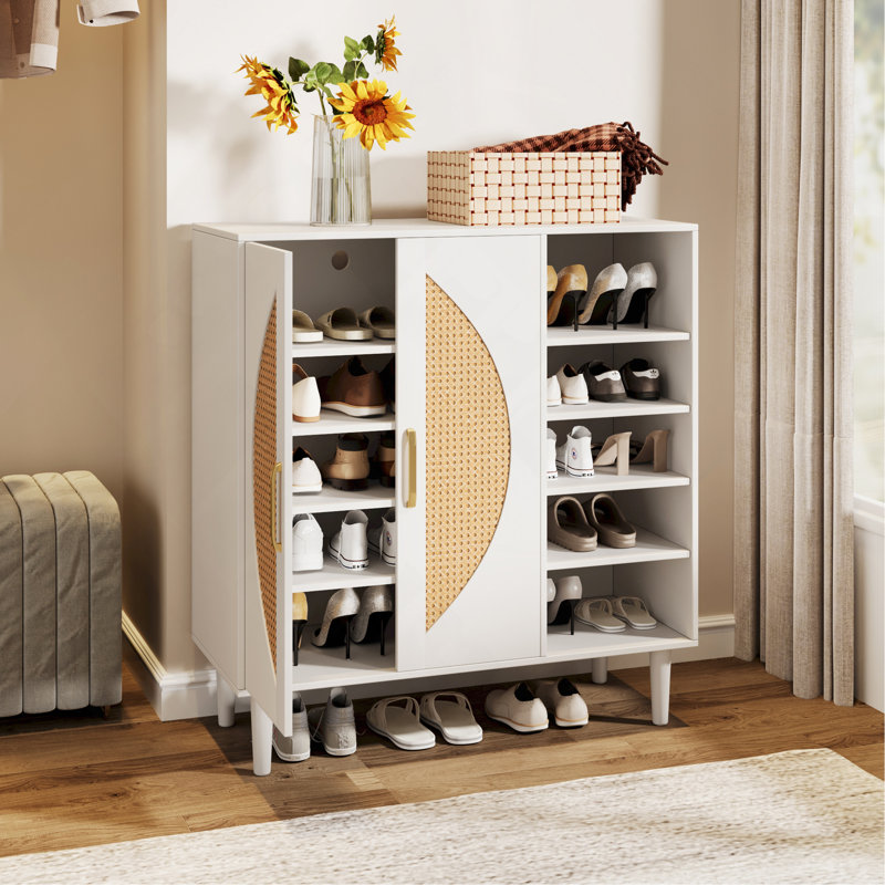 Armoire de rangement pour 20 paires de chaussures avec 2 portes et 8 tablettes réglables pour le vestibule