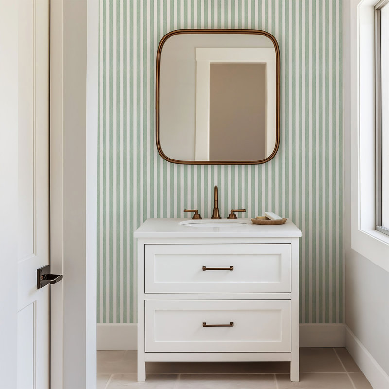 Sage Green Striped Removable Wallpaper Roll