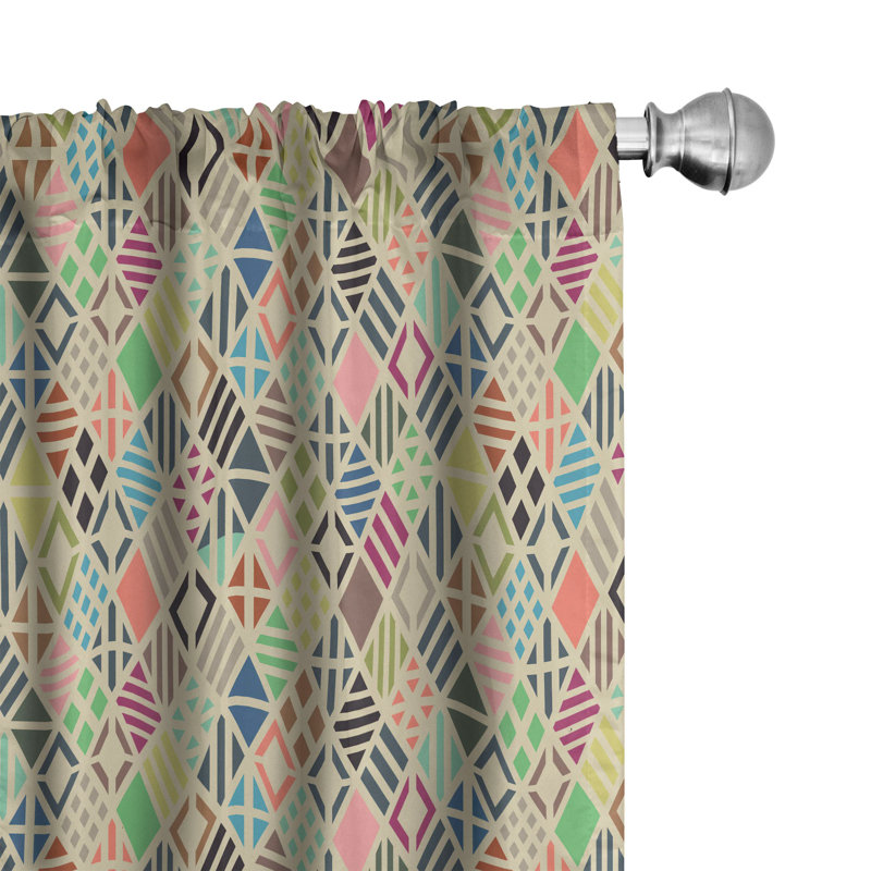 Geometric Semi-Sheer Rod Pocket Curtain Panels, 28" x 84"