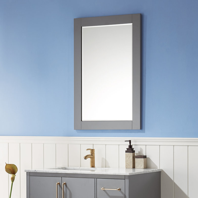 Ivy Wood Wall Mirror, 36" x 24", Gray