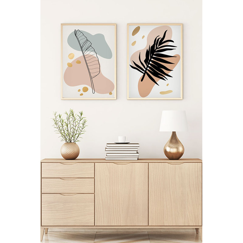 Élégantes peintures décoratives en panneau de fibres à densité moyenne (2 pièces), 7,9 po x 11,8 po chacune | 100% panneau de fibres à densité moyenne avec une épaisseur de 0,12 pouce, cadre en bois massif à 100% avec une épaisseur de 1,0 pouce | Décoration murale élégante pour le salon, la chambre à coucher et le bureau