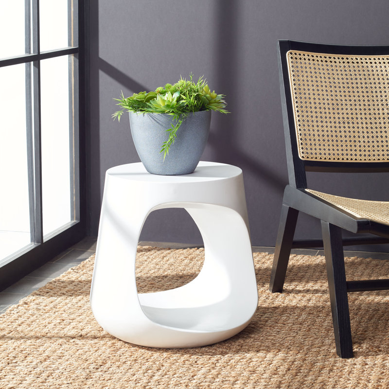 Angelette Concrete Top End Table, White