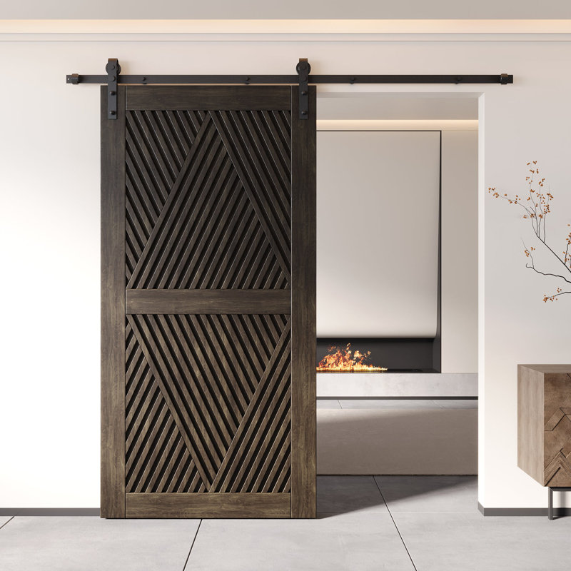 Porte de grange en bois de pin de 80 po de hauteur et ébène Homacer, 48 po x 80 po