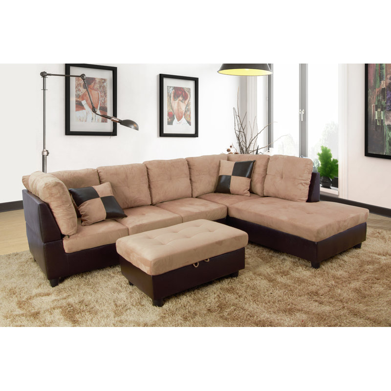 Jumalay 74 " Velvet L-Shaped Sofa & Chaise