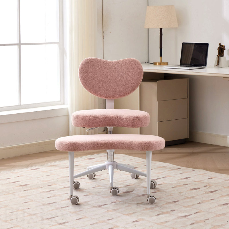 Pink Meditation Chair Plus, Cross Legged Chair, With Wheels, Adhd Chair, Criss Cross Desk Chair, With Lumbar Support And Adjustable Stool, Flexible Design For Fidgety Sitters
