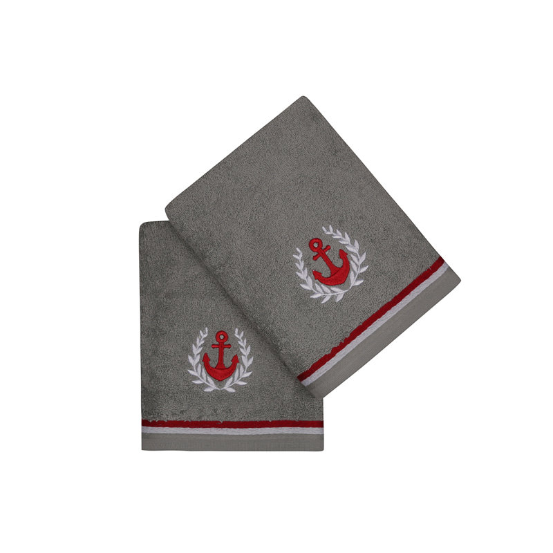 2 Piece 100% Cotton Hand Towel Set, Gray
