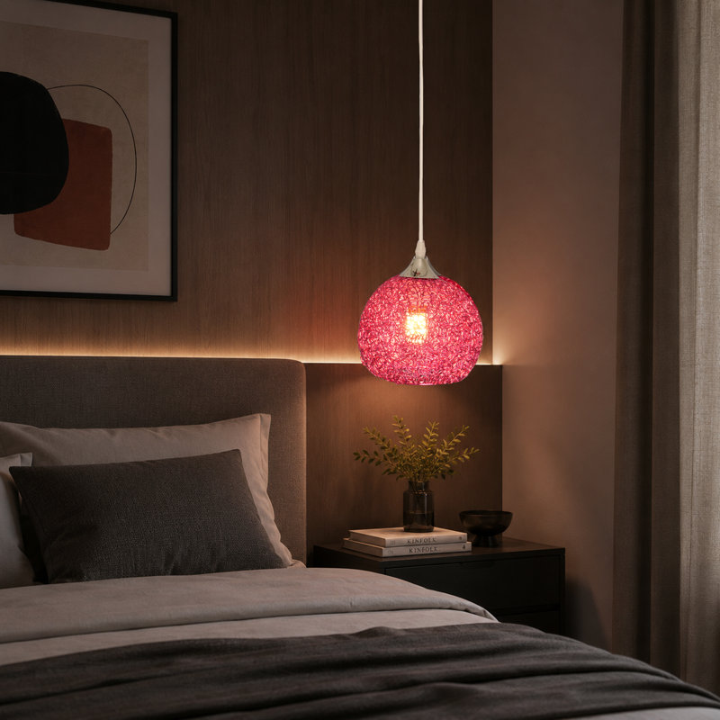 Luminaire suspendu moderne à une lumière avec cordon réglable, Pink