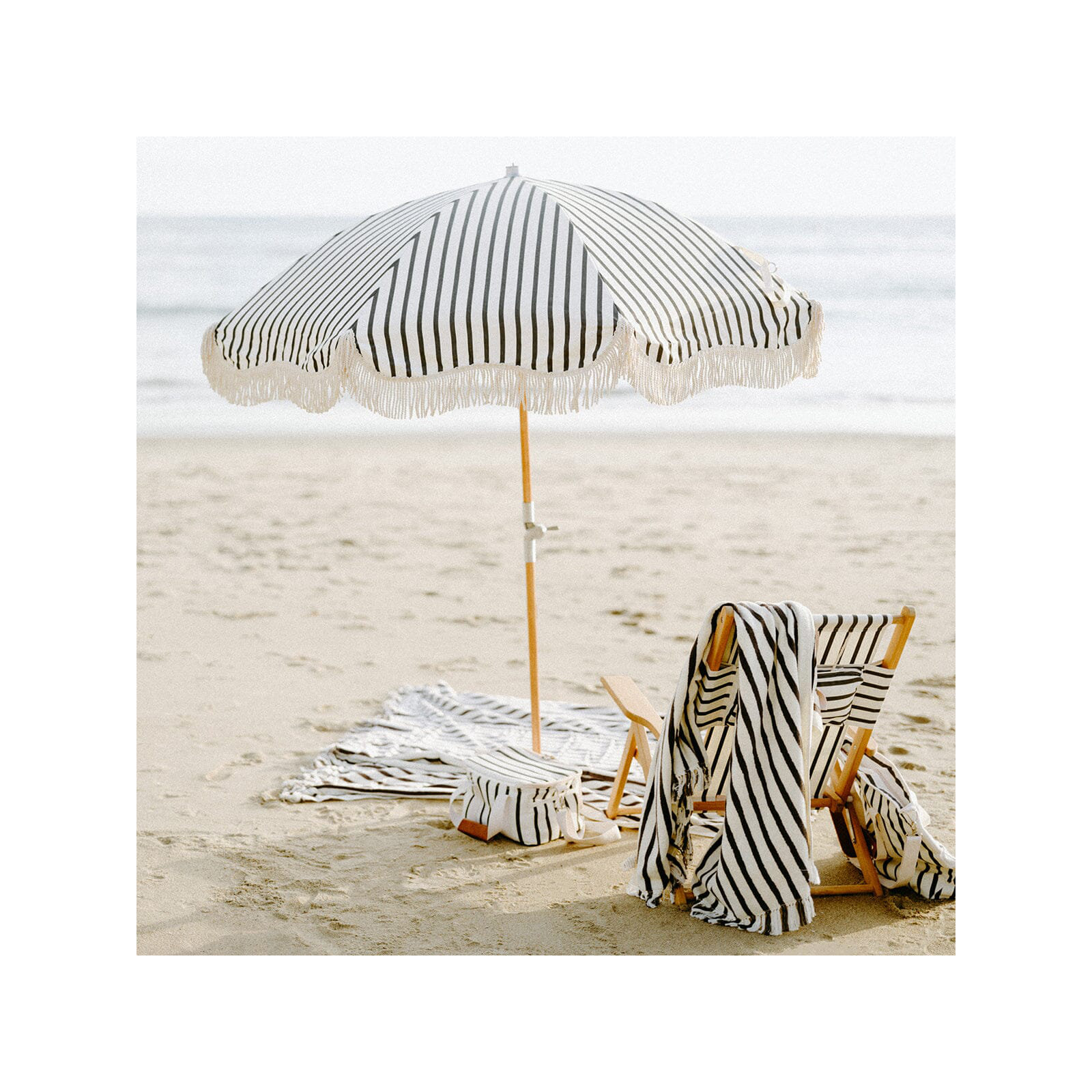 BEACH TOWEL - MONACO MIMOSA STRIPE, Monaco Black