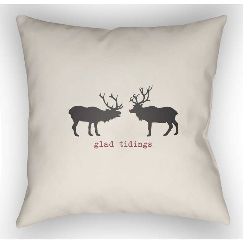 Glad Tidings Indoor/Outdoor Throw Pillow, 20" H x 20" W x 4" D, White / Black / Red