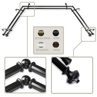 Steel Adjustable Bay Window Double Curtain Rod