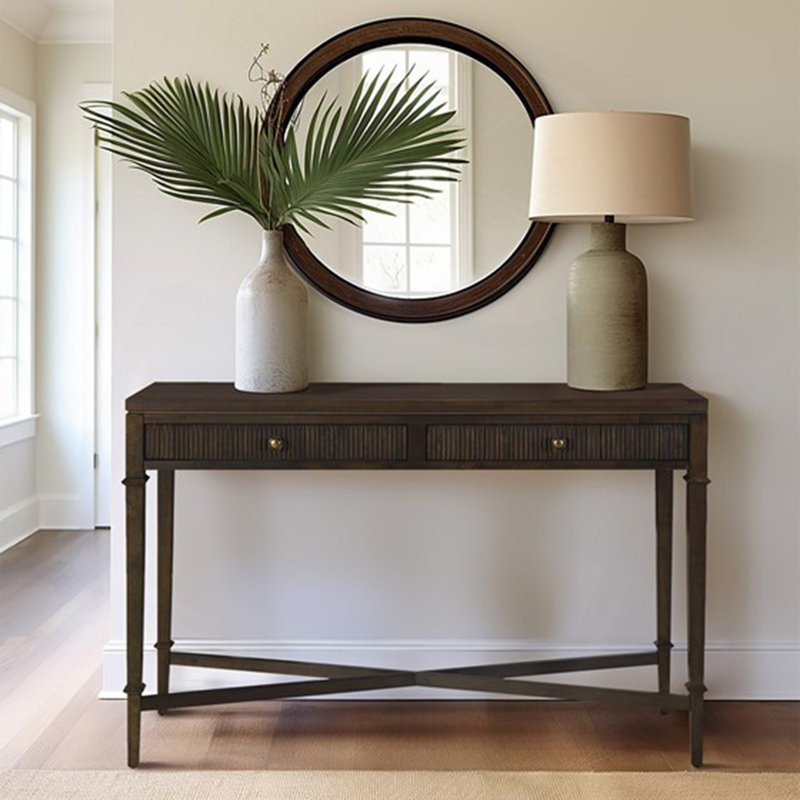 Fluted 2-Drawer Storage Console Table