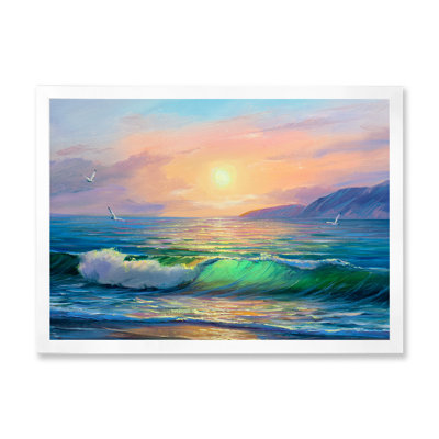 " Blue Waves Breaking At The Beach V " Painting Print