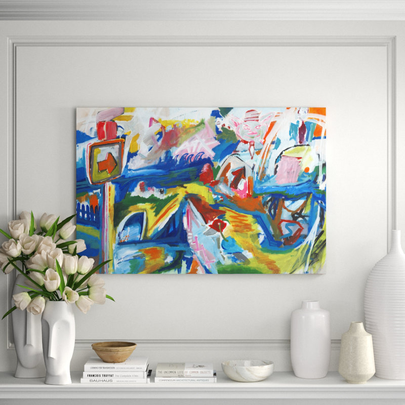 «All Signs Point to Yes» par Dylan Gray - peinture sur toile tendue, Image au pinceau gel, H 36 po x l 54 po