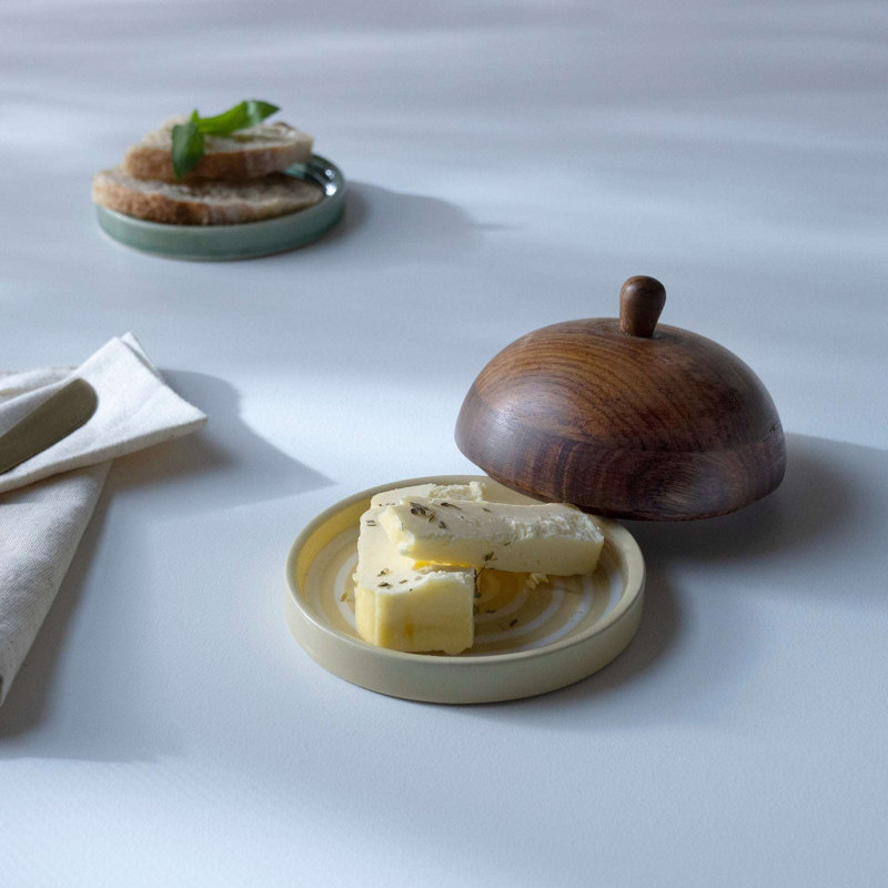 Lily Manor Ceramic Butter Dish, Brown/Beige