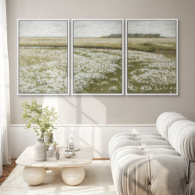 3 pièces, peinture sur toile à cadre flottant