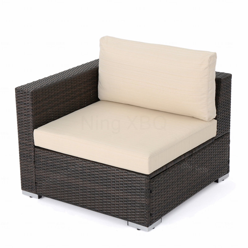 Fauteuil de patio gauche Mbrn + Alu, Coussin beige / structure brune
