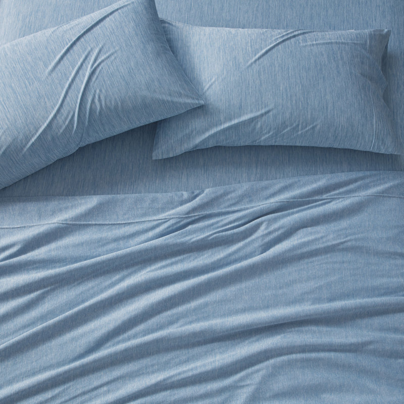 Ensemble de draps Brookstone, L'ensemble de draps pour lit simple comprend une t, Bleu