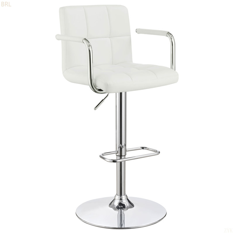 Tabouret de bar blanc à hauteur réglable et chrome