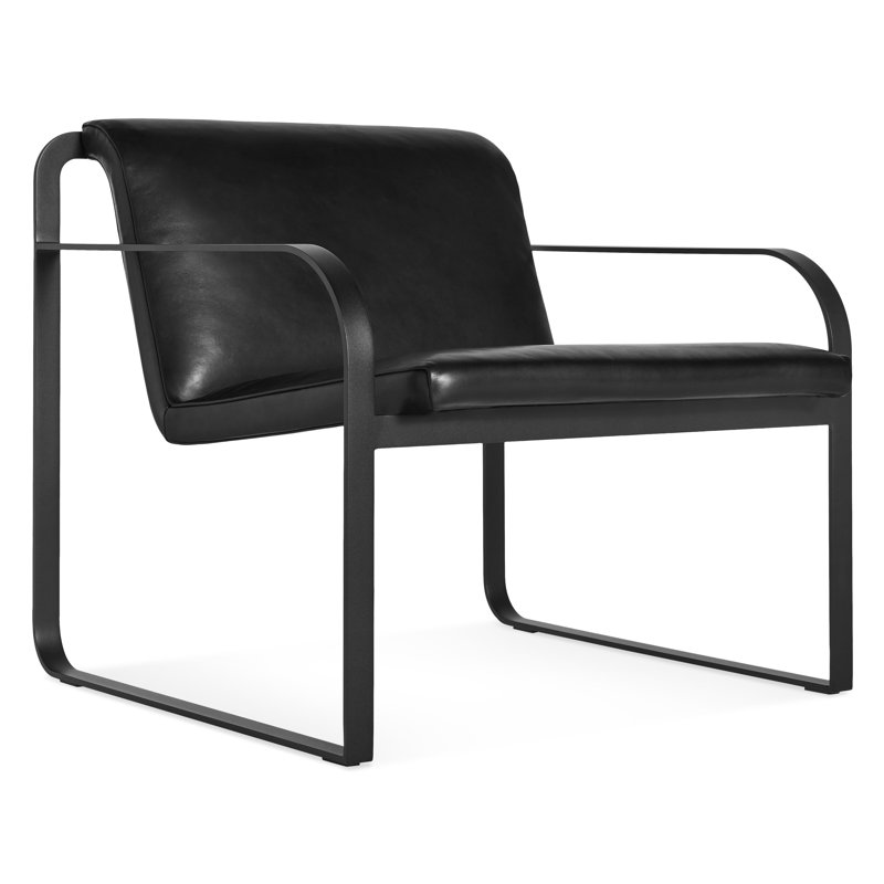 Skald Lounge Chair, Onyx Genuine Leather, Matte Black