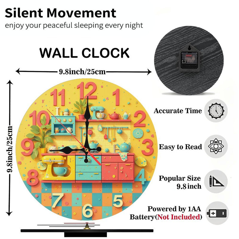 Colorful Kitchen Retro Clock Design