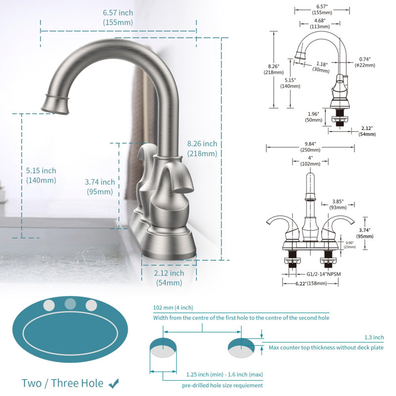 Bathroom faucet with 360 degree turn spout, Brushed Nickel