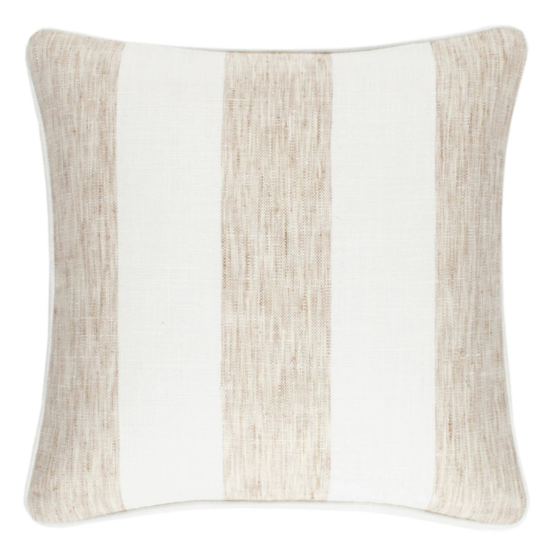 Awning Polyester Indoor/Outdoor Pillow Cover, Square 20", White Striped