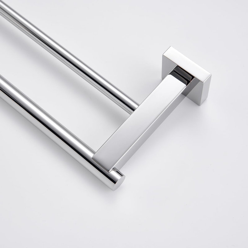SUS 304 Stainless Steel Double Towel Bar Rack For Bathroom, Silver, 1.77" H x 35.43" L x 1.77" D