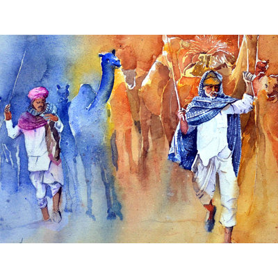Camels In Jaisalmer | Watercolor On Paper | By Rajib Agarwal
