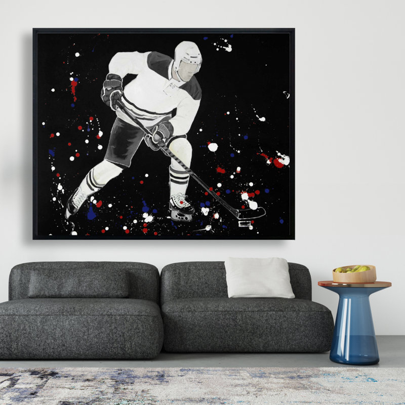 Hockey Player Ready For Action Print On Canvas
