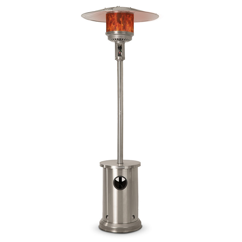  Chauffe-terrasse avec table 48 000 BTU avec système d'allumage électronique avec roues - Acier inoxydable, Nickel brossé