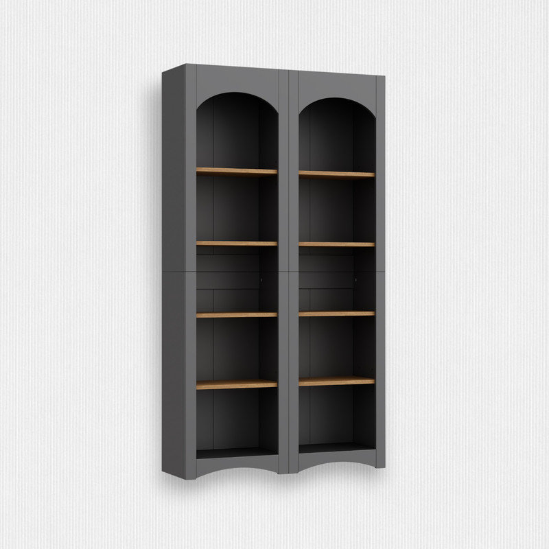 Free Standing 5 Tier Bookcase(Set of 2), Gray