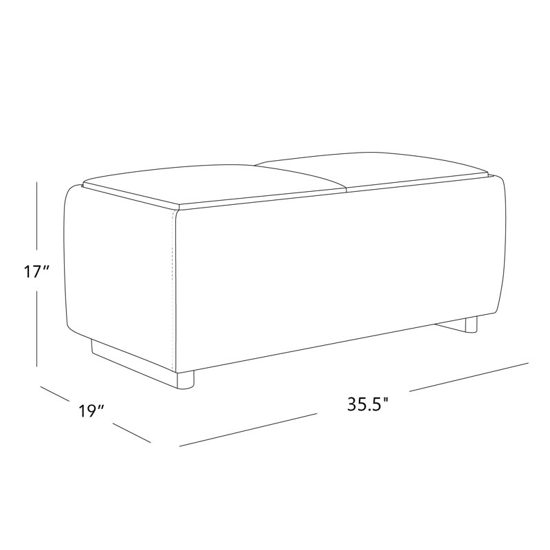 Repose-pieds de rangement rectangulaire de 37 po Arika, Brun