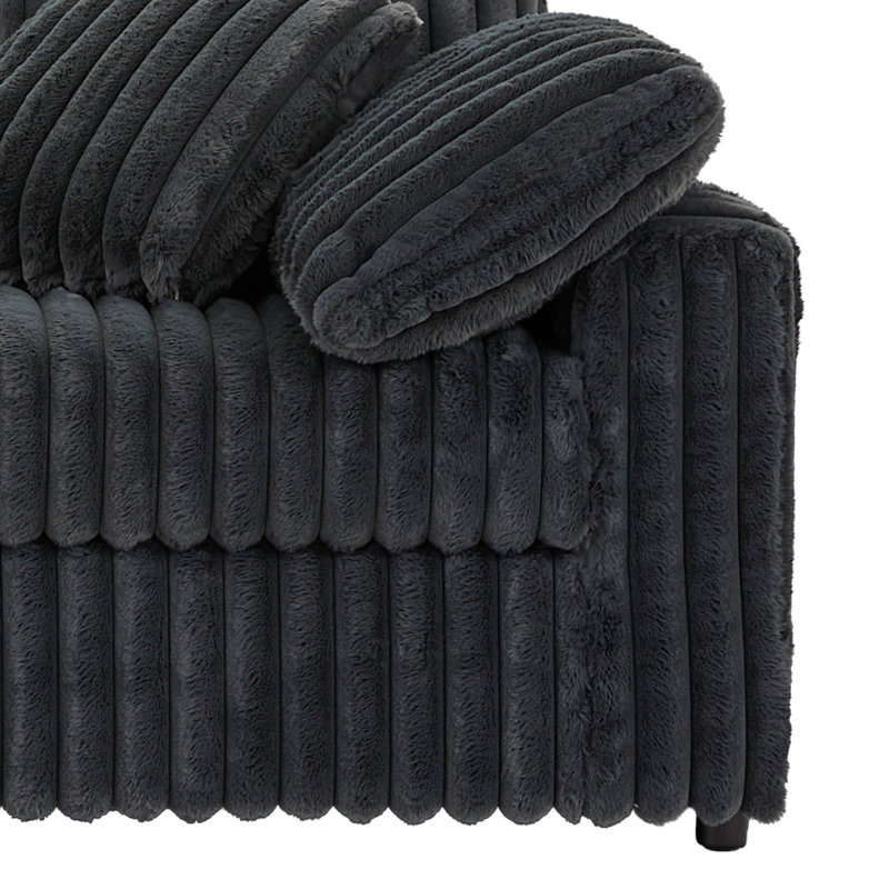 Algona 2-PC Living Room Set, L-Shape Sectional And Accent Ottoman, Charcoal Grey