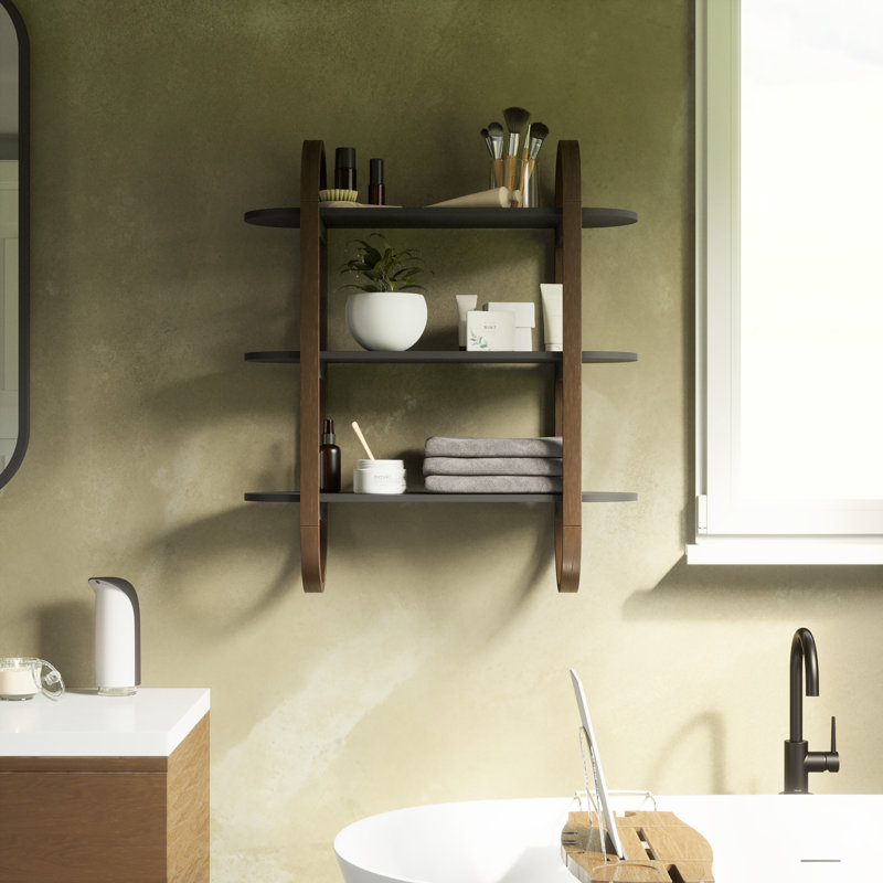Bellwood Black Walnut 3-Tier Floating Wall Shelf