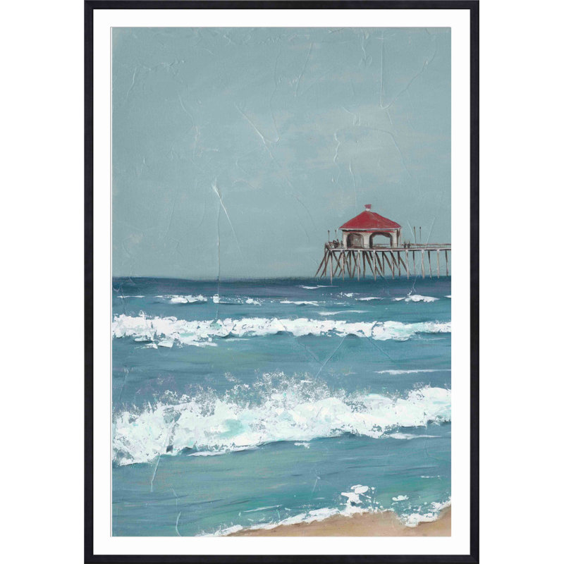 «Fishing Pier Diptych I» par Jade Reynolds - peinture encadrée, Noir, H 18 po x l 12 po