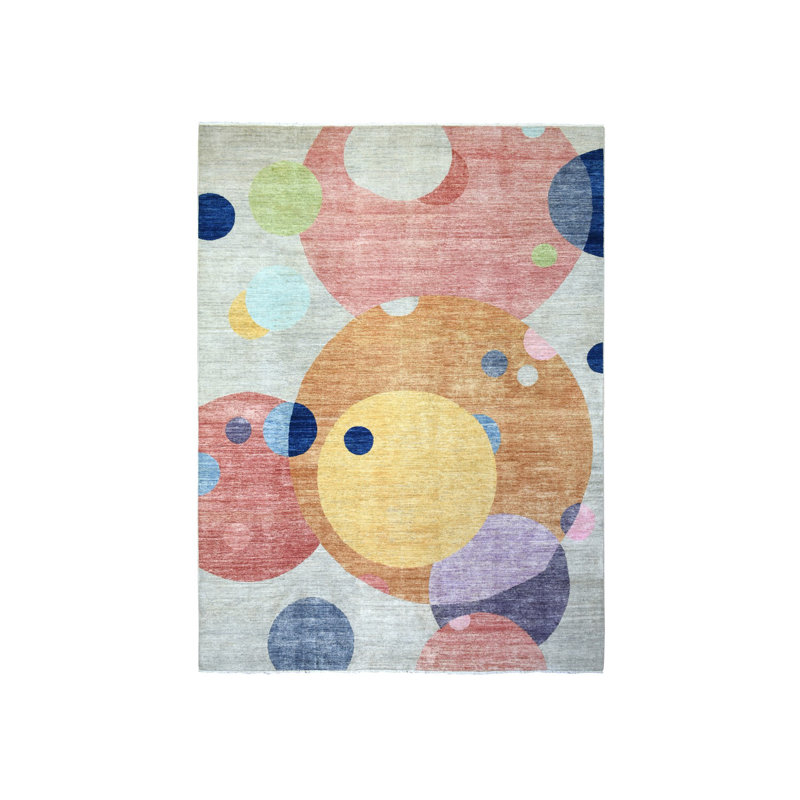 Tapis coloré en laine noué à la main 9 pi 1 po x 12 pi AB4B26098FE54F09839399D9FA6602B3