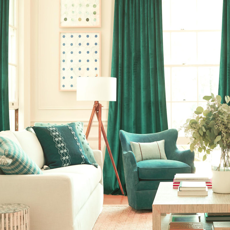 52"W Deep Green 2 Panels Luxury Decor Blackout Curtains Drapes, 132.08cm Width x 160cm Drop
