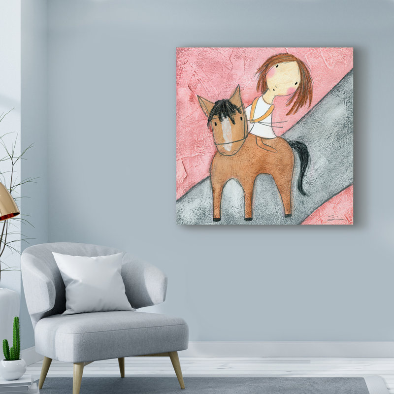 « rose cheval », art sur toile, H 14 po x l 14 po x P 2 po
